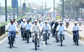 Chief Minister Chandrababu Naidu's cycle rally